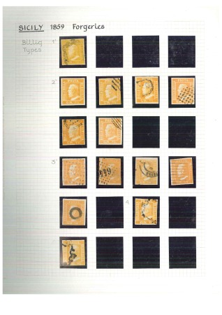 FORGERIES: Specialist’s reference collection of over 100 stamps