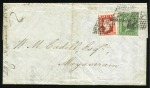 1854 Small collection of classic values with 1/2a (6), 1a (6 incl. 1 pair), 2a (2), 4a (1) and a folded letter with 1/2a + 2a from Madras to Mayaveram