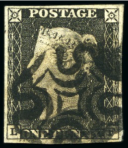 Stamp of Great Britain » 1840 1d Black and 1d Red plates 1a to 11 1840 1d Black pl.1a LF with good margins and crisp black MC