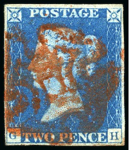 Stamp of Great Britain » 1840 2d Blue (ordered by plate number) 1840 2d Blue pl.1 GH with inverted watermark