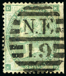 1862 1s Green with "K in circle" variety, used