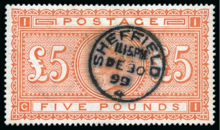 1867-83 Wmk Anchor £5 orange used