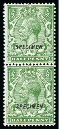 1924 Wmk Block Cypher 1/2d green with SPECIMEN type type 23 ovpt double (one albino)