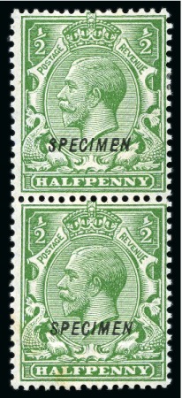 Stamp of Great Britain » King George V 1924 Wmk Block Cypher 1/2d green with SPECIMEN type type 23 ovpt double (one albino)