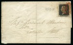 1840 1d Black group of four covers, mixed condition