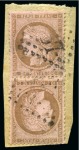Stamp of France 10c brun sur rose en paire TETE-BECHE oblitéré sur
