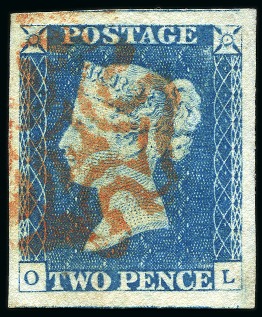 Stamp of Great Britain » 1840 2d Blue (ordered by plate number) 1840 2d Blue with very good to large very margins