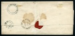 1840 2d Blue pl.2 BE-BF on 1842 (Feb 22) lettersheet from Barmoor (Northumberland)