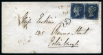 Stamp of Great Britain » 1840 2d Blue (ordered by plate number) 1840 2d Blue pl.1 AB-BC pair on 1841 (Feb 18) envelope to Edinburgh