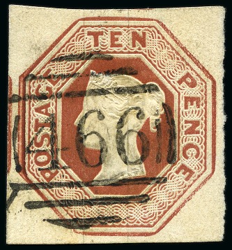 Stamp of Great Britain » 1847-54 Embossed 1847-54 10d Brown embossed with good even margins, used