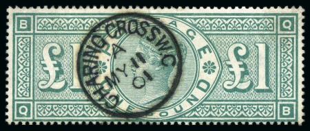 Stamp of Great Britain » 1855-1900 Surface Printed 1891 £1 Green with crisp Charing Cross cds