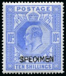 1902-10 2s6d, 5s, 10s and £1 with SPECIMEN ovpt