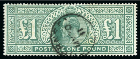 Stamp of Great Britain » King Edward VII 1902-10 £1 Dull-Blue-Green with Guernsey cds