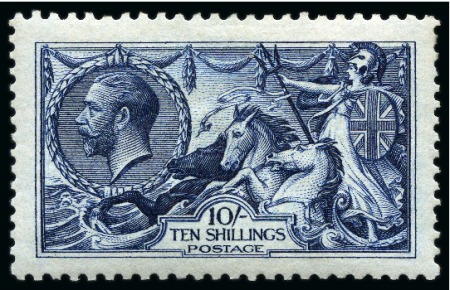 Stamp of Great Britain » King George V 1913 Waterlow Seahorse 10s indigo-blue mint og