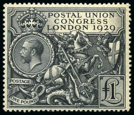 Stamp of Great Britain » King George V 1929 PUC £1 black mint og, faintly toned gum, fine