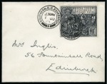 1929 PUC £1 black tied to envelope by 1 JU 29 cds