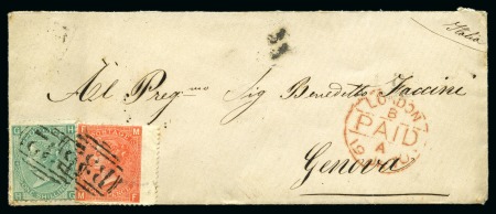 Stamp of Great Britain » British Post Offices Abroad » Argentina 1869 (Dec 15) Envelope from Buenos Aires to Italy