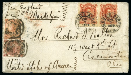 Stamp of Great Britain » British Post Offices Abroad » Argentina 1876 Envelope sent to Ohio, USA, with GB and Argentina mixed franking