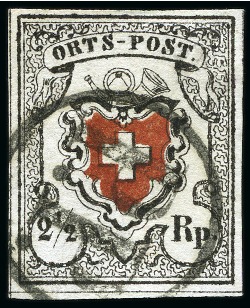 Stamp of Switzerland / Schweiz » Orts-Post und Poste Locale Orts-Post mit Kreuzeinfassung, tiefschwarz und braunrot,