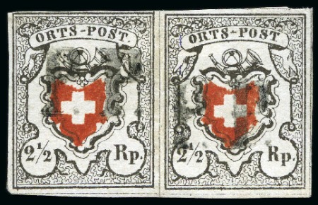 Stamp of Switzerland / Schweiz » Orts-Post und Poste Locale Orts-Post ohne Kreuzeinfassung, Typen 20+21 als Paar