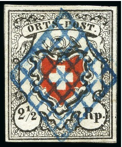 Stamp of Switzerland / Schweiz » Orts-Post und Poste Locale Orts-Post ohne Kreuzeinfassung, Type 22, sehr farbintensiv