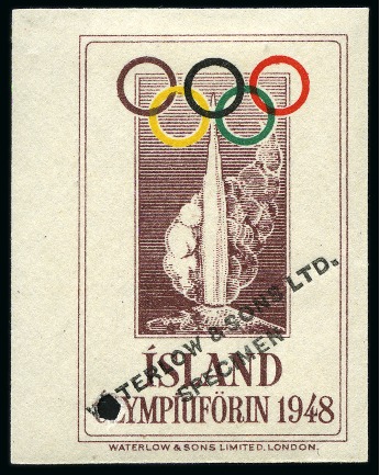 ICELAND: 1948 Olympic vignette imperf. and perf. in
