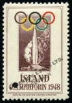 ICELAND: 1948 Olympic vignette imperf. and perf. in