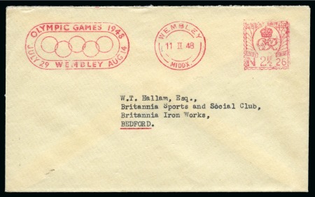 1948 (Feb 11) Envelope with "OLYMPIC GAMES 1948" Wembley 2 1/2d machine frank