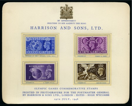 Stamp of Olympics » 1948 London 1948 Olympics mint hinged set on Harrison and Sons presentation card