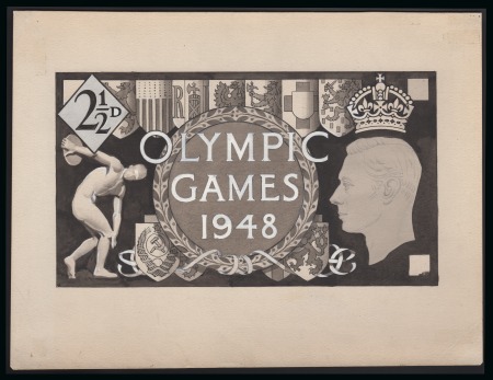 Stamp of Olympics » 1948 London ESSAYS: 1948 Olympics 2 1/2d large handpainted essay, photographic essay by Harold Nelson plus letter sent to him