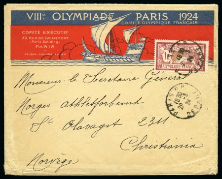 Stamp of Olympics » 1924 Paris » Covers and Cancellations 1924 (Mar) France Olympic Committee printed envelope