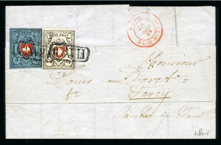 Stamp of Switzerland / Schweiz » Orts-Post und Poste Locale Orts-Post ohne Kreuzeinfassung, Type 7 zusammen mit