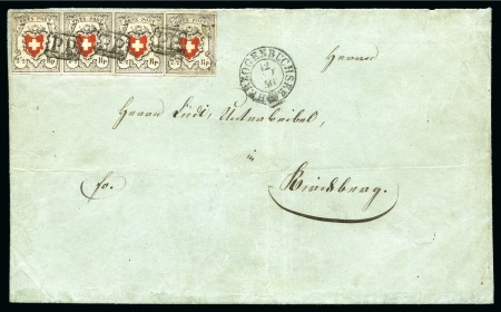 Stamp of Switzerland / Schweiz » Orts-Post und Poste Locale Orts-Post ohne Kreuzeinfassung, Typen 9+10+11 als Dreierstreifen