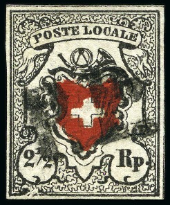 Stamp of Switzerland / Schweiz » Orts-Post und Poste Locale Post Locale mit Kreuzeinfassung, tiefschwarz/braunrot,