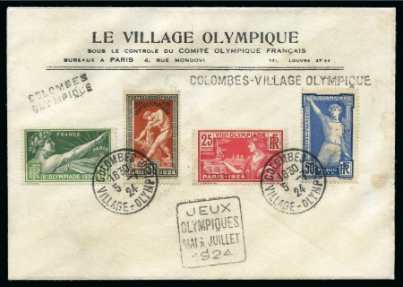 Stamp of Olympics » 1924 Paris » Covers and Cancellations 1924 Paris Olympic Village printed envelope with Olympic Village cancels and handstamps