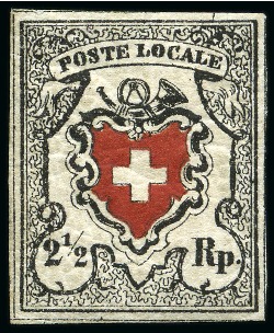 Stamp of Switzerland / Schweiz » Orts-Post und Poste Locale Poste Locale mit Kreuzeinfassung, tiefschwarz/braunrot,