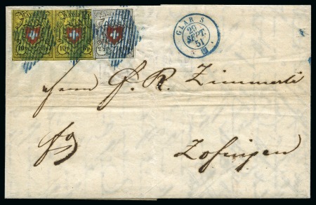 Stamp of Switzerland / Schweiz » Orts-Post und Poste Locale Poste Locale mit Kreuzeinfassung, Type 38, zusammen