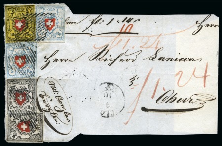Stamp of Switzerland / Schweiz » Orts-Post und Poste Locale EXTREM SELTENE 25Rp. FRANKATURPoste Locale mit Kreuzeinfassung,