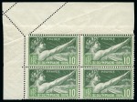 1924 Olympics 10c mint nh pair and mint nh block with pre-perforation folds