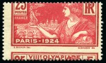 1924 Olympics 25c group of four with shifted perforations