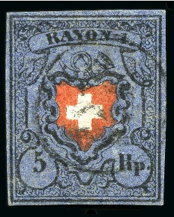 Stamp of Switzerland / Schweiz » Rayonmarken » Rayon I, dunkelblau ohne Kreuzeinfassung Type 39, grauviolettblau, Nuance c, Type 39, farbfrisch