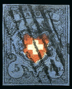 Stamp of Switzerland / Schweiz » Rayonmarken » Rayon I, dunkelblau ohne Kreuzeinfassung Type 21, VIOLETTBLAU, Nuance b, farbfrisch und ringsum