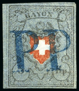 Stamp of Switzerland / Schweiz » Rayonmarken » Rayon I, dunkelblau ohne Kreuzeinfassung Type 33, farbfrisch und ringsum sehr gut gerandet mit
