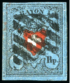 Stamp of Switzerland / Schweiz » Rayonmarken » Rayon I, dunkelblau ohne Kreuzeinfassung Type 33, sehr farbfrisch und ringsum breit gerandet
