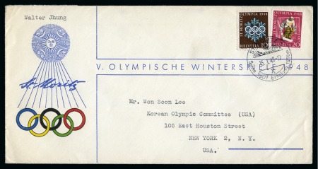 Stamp of Olympics » 1948 St. Moritz 1948 St. Moritz pair of official covers