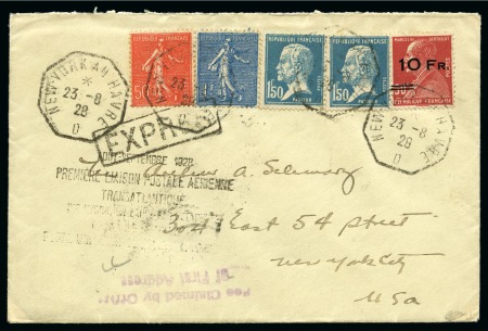 Stamp of France » Poste Aérienne 1928 ILE DE FRANCE 10F sur 90c Berthelot +afft complémentaire
