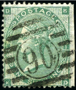 1862 1s Green with "K in circle" variety, used
