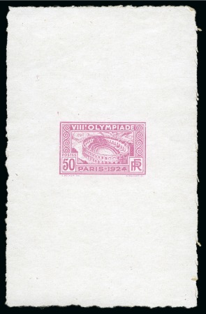 Stamp of Olympics » 1924 Paris » Essays and Proofs 1924 50c Olympics unissued design combined frame and central vignette die proof in rose