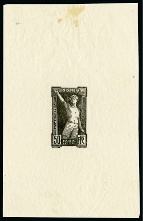 Stamp of Olympics » 1924 Paris » Essays and Proofs 1924 30c Olympics (in similar design of the issued 50c) die proof in black