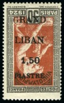 Stamp of Olympics » 1924 Paris » 1924 Olympic Issues of Other Countries GRAND LIBAN: 1924 Olympic "GRAND LIBAN" surcharge mint set with INVERTED OVERPRINT
